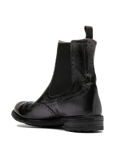 Officine Creative Lexikon 151 Elastic-panel Brogue Boots In Black