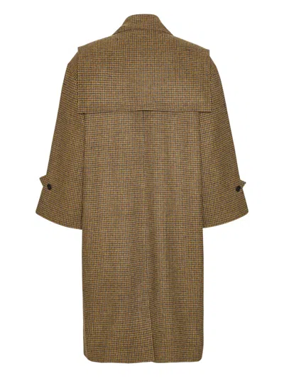 Henrik Vibskov Houndstooth Double-breasted Coat In Neutral