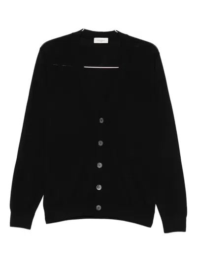 Piacenza Cashmere Classic Black Cardigan With V-neckline In Black