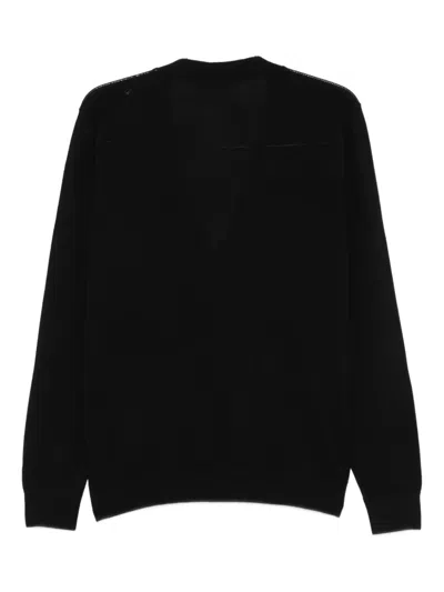 Piacenza Cashmere Classic Black Cardigan With V-neckline In Black