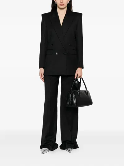 Nissa Double-breasted Textured Jacket In Black