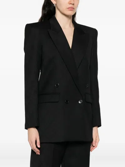 Nissa Double-breasted Textured Jacket In Black