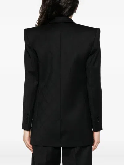 Nissa Double-breasted Textured Jacket In Black
