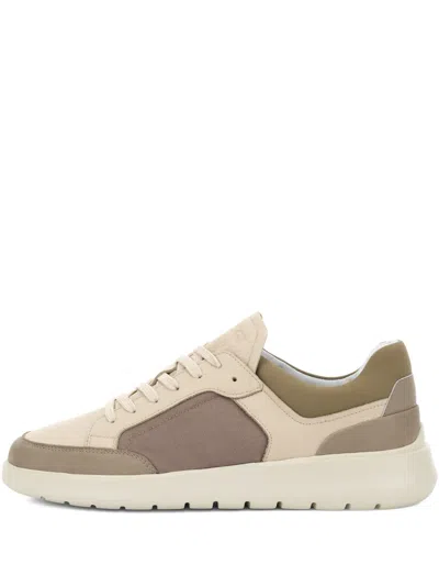 Boggi Milano Nimbus Leather And Technical Fabric Trainers In Brown