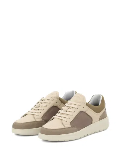 Boggi Milano Nimbus Leather And Technical Fabric Trainers In Brown