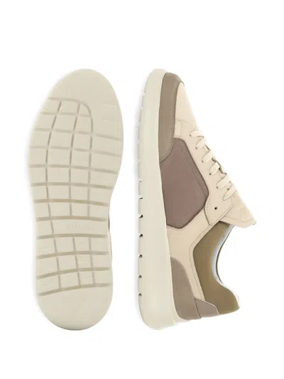Boggi Milano Nimbus Leather And Technical Fabric Trainers In Brown