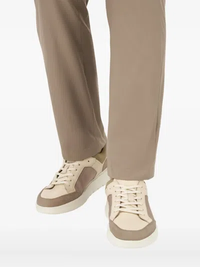 Boggi Milano Nimbus Leather And Technical Fabric Trainers In Brown