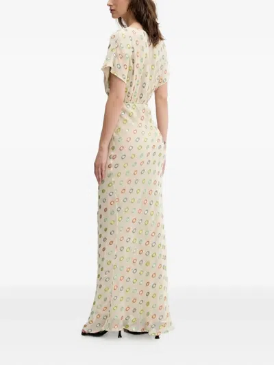 Never Fully Dressed Embellished V-neck Maxi Dress In Neutral