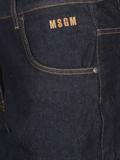 Msgm Ankle Cut Denim Jeans In Blue