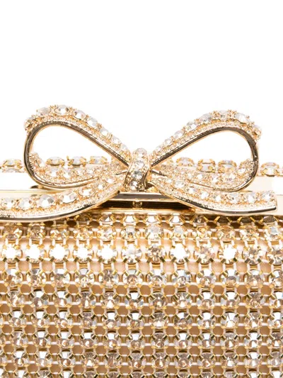 Self-portrait Crystal-embellished Bow-detail Mini Bag In Gold