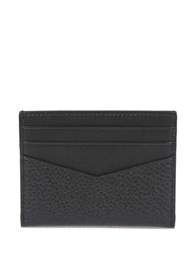 Givenchy Black Card Holder With V Detail And Logo Lettering On The Front In Leather Man In Black