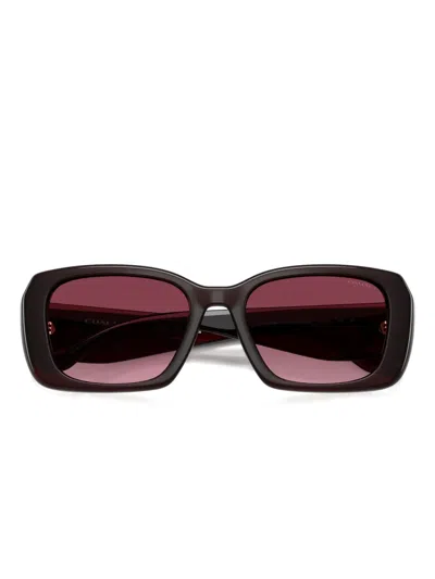 Coach Maxi Sculpted C Oversized Rectangle Sunglasses In Purple