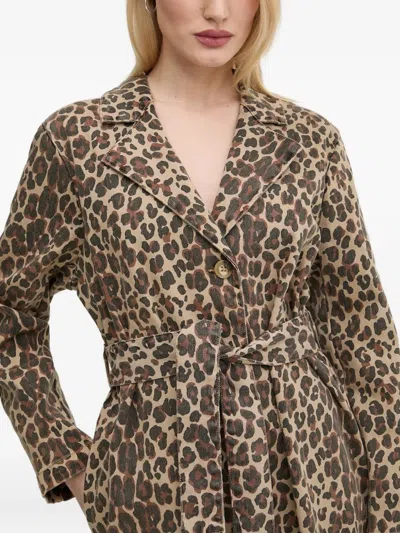 Never Fully Dressed Leopard-print Belted Coat In Animal Print