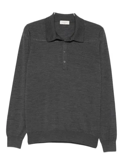 Piacenza Cashmere Classic Gray Sweater With Polo Collar In Gray