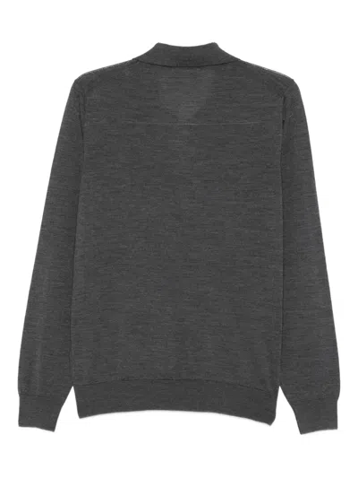 Piacenza Cashmere Classic Gray Sweater With Polo Collar In Gray