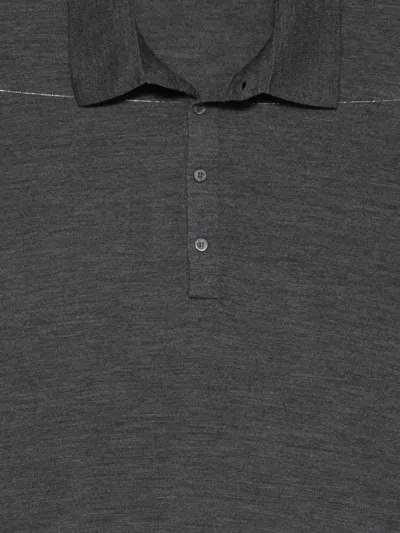 Piacenza Cashmere Classic Gray Sweater With Polo Collar In Gray