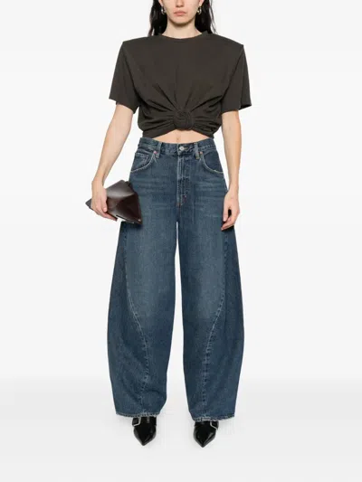 Agolde Panelled Regenerative-cotton Jeans In Blue