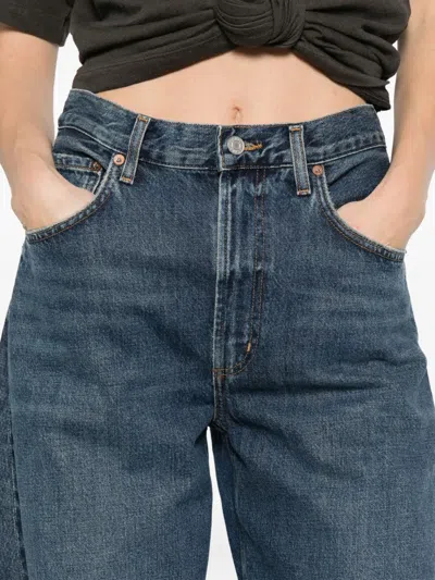 Agolde Panelled Regenerative-cotton Jeans In Blue