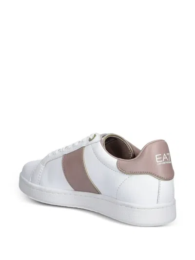 Ea7 Logo-detail Leather Sneakers In White