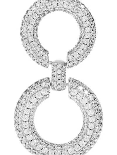 Self-portrait Two Tiered Crystal Hoop Earrings In Metallic