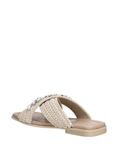 Inuikii Cross-strap Embellished Slides In Neutral
