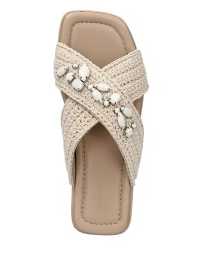 Inuikii Cross-strap Embellished Slides In Neutral