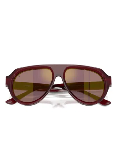 Ferrari Sunglasses In Opal Red Acetate With Gold Mirrored Violet Polarized Lenses