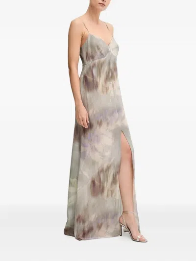 抽象印花超长连衣裙