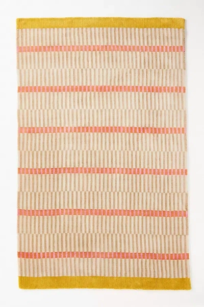 Anthropologie Tufted Wool & Viscose Blend Geometric Striped Rug In Multi