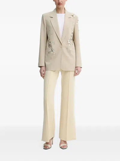 Isabelle Blanche Blazer With Rhinestone And Mother-of-pearl Embellishments In Neutral