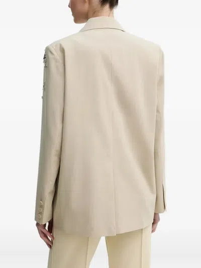 Isabelle Blanche Blazer With Rhinestone And Mother-of-pearl Embellishments In Neutral