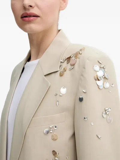 Isabelle Blanche Blazer With Rhinestone And Mother-of-pearl Embellishments In Neutral
