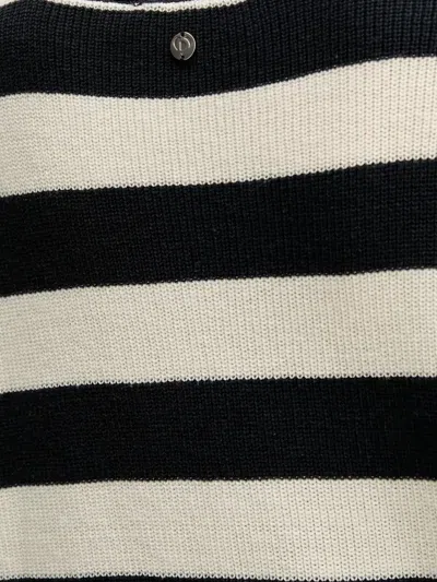 Desigual Variegated Stripe V-neck Sweater In White