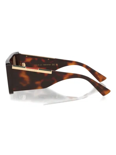 Gucci Rectangular Frame Sunglasses In Brown