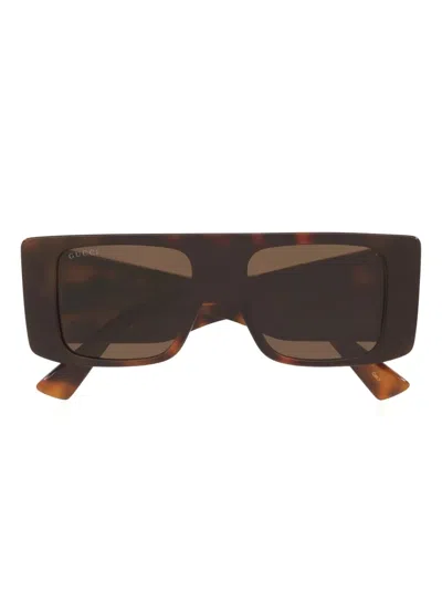 Gucci Rectangular Frame Sunglasses In Brown