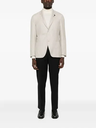 Lardini Patch Pocket Two Button Jacket In Gray