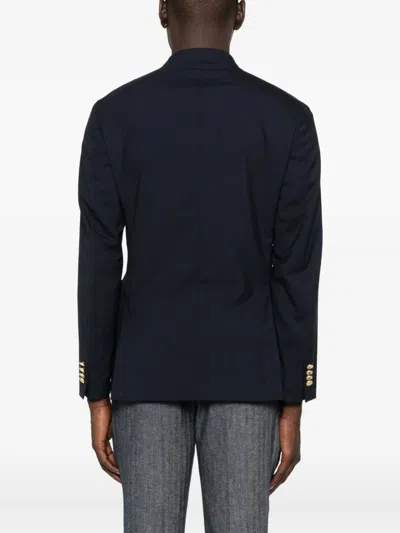 Manuel Ritz Double-breasted Long-sleeve Jacket In Blue