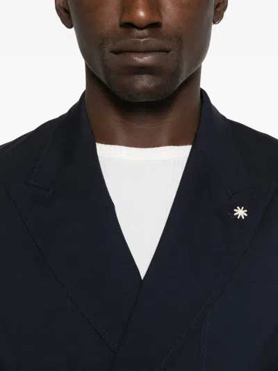 Manuel Ritz Double-breasted Long-sleeve Jacket In Blue