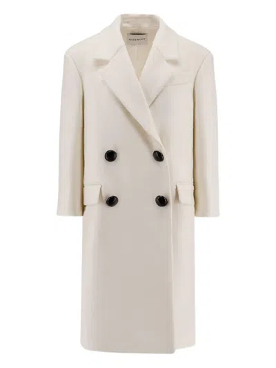 Givenchy Lapel Double-breasted Wool Coat Wide In Neutral