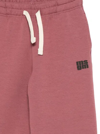 Msgm Logo-print Drawstring Trousers In Pink