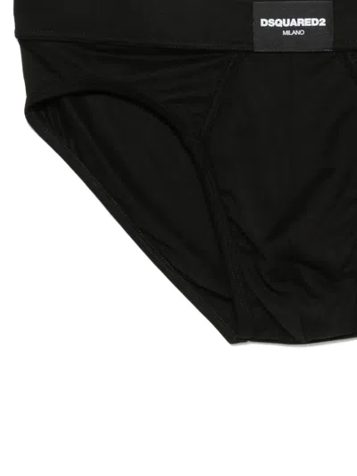 Dsquared2 Black Briefs With Logo Patch  In Black