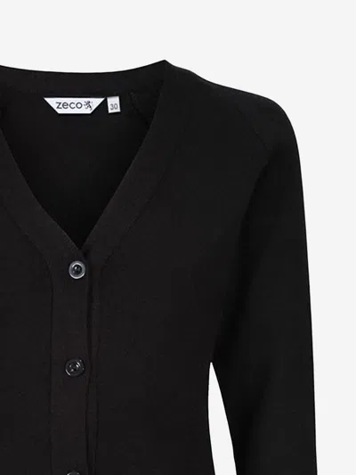 Zeco Schoolwear Zeco Kids School Cotton Mix Knitted Cardigan In Black