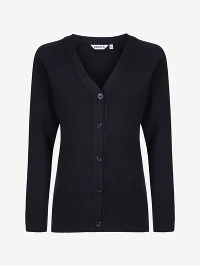 Zeco Schoolwear Zeco Kids School Cotton Mix Knitted Cardigan In Black