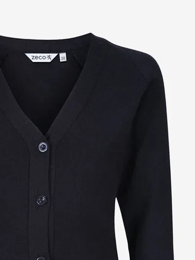Zeco Schoolwear Zeco Kids School Cotton Mix Knitted Cardigan In Black