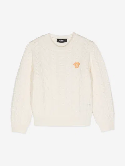 Versace Kids Cable Knit Jumper In White