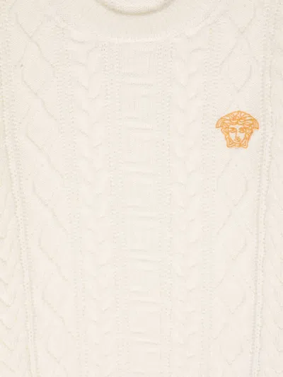 Versace Kids Cable Knit Jumper In White