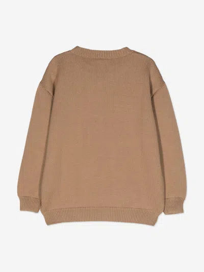Fendi Kids Wool Knitted Logo Jumper In Brown