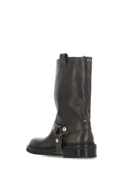 Golden Goose Kurt Boots In Black Leather With Buckle In Black