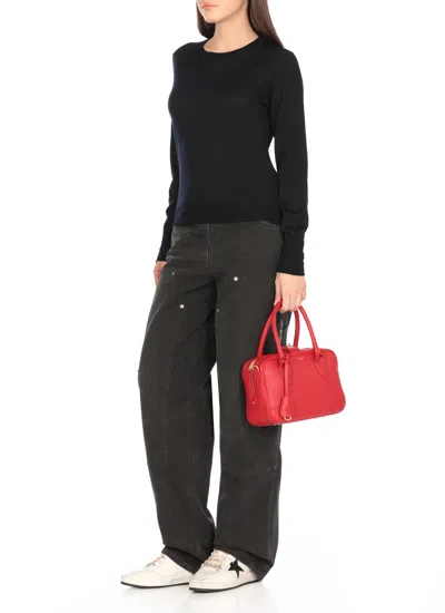 Golden Goose Black Merino Wool Sweater With Golden Applications For Women In Blue