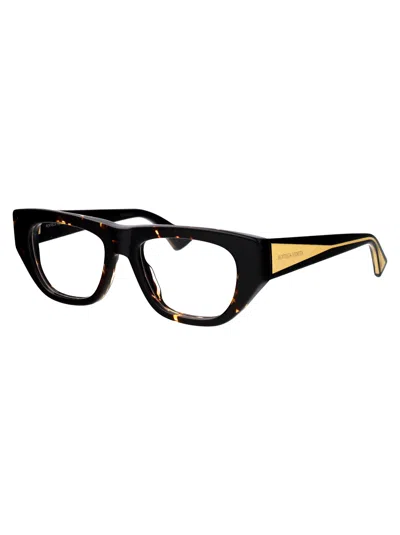 Bottega Veneta Havana Acetate Optical Glasses In Black